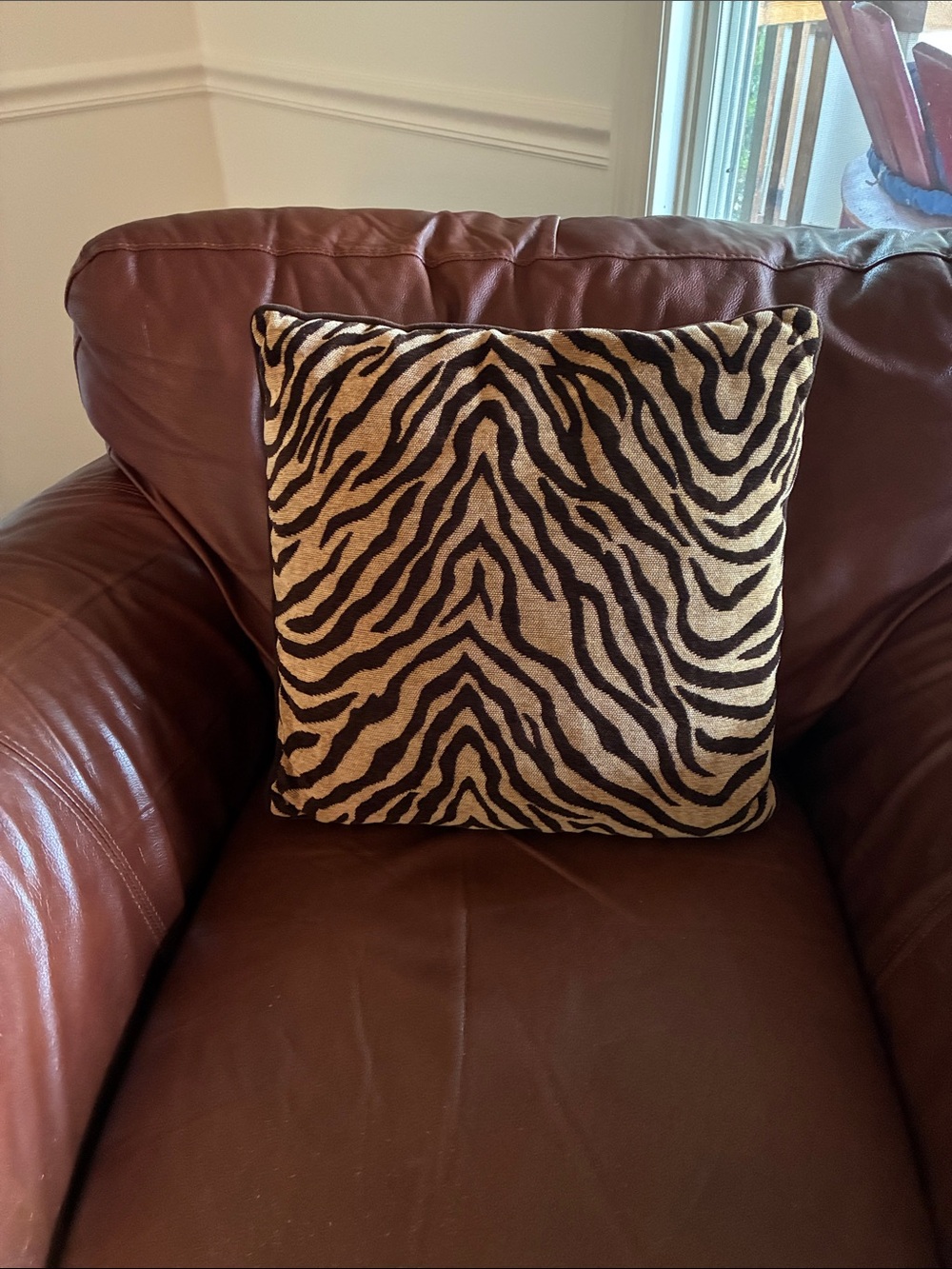 Animal Print Tiger Stripe Accent Pillow - Brown and Tan
